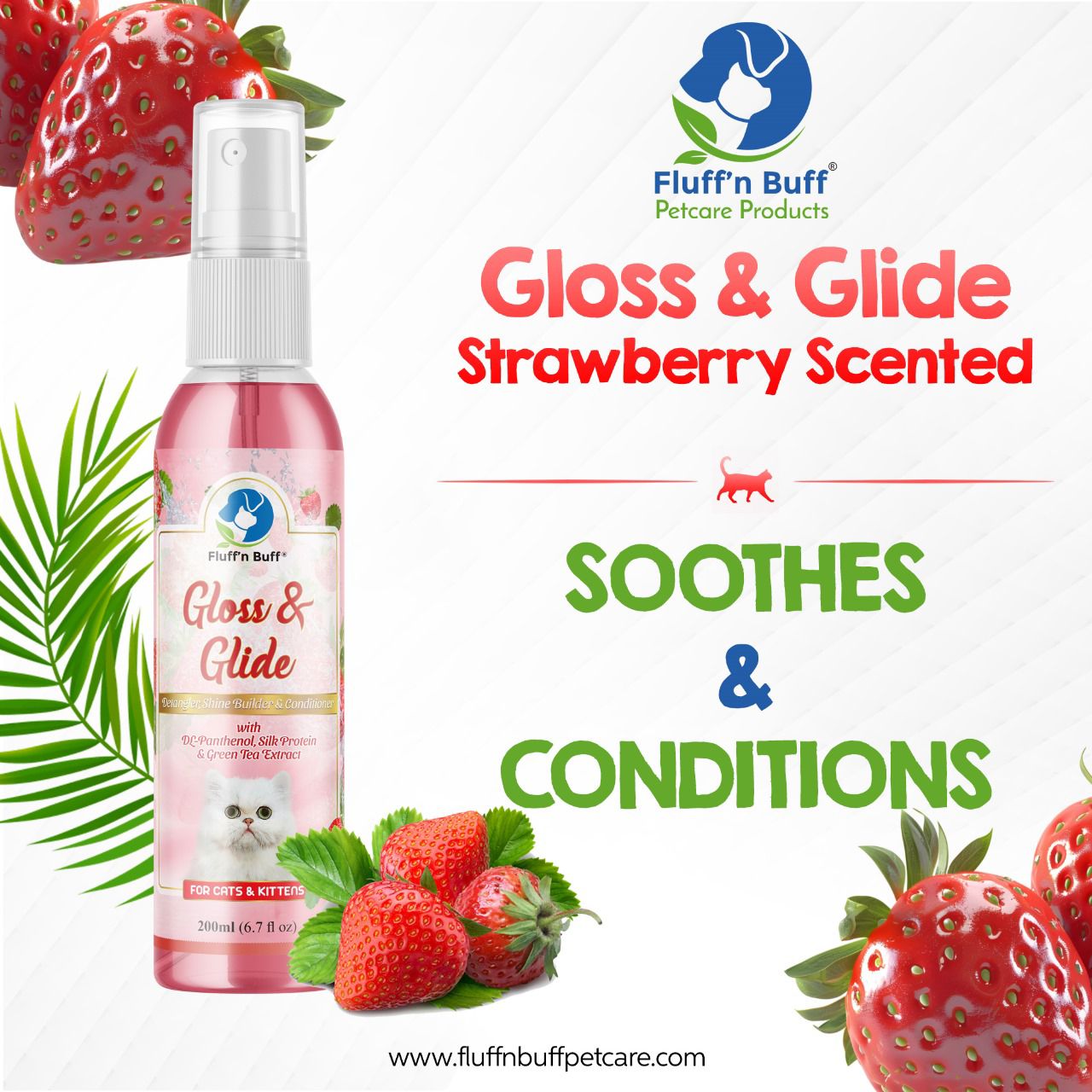 FLUFF N BUFF GLOSS & GLIDE CAT SHAMPOO 200ML