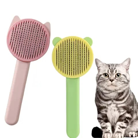 Cute Pet Grooming Comb for Cats & Dogs - Self Cleaning