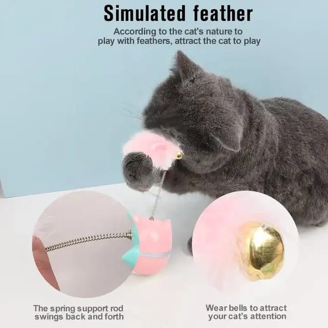 Feather Tumbler Cat Spring Toy - Interactive Balancer Toy