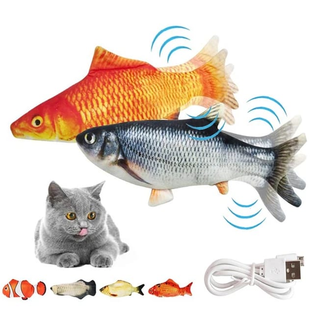 Rechargeable Fish Toy for Cats & Puppies  - Dancing Wiggle Pet Chewing Toy