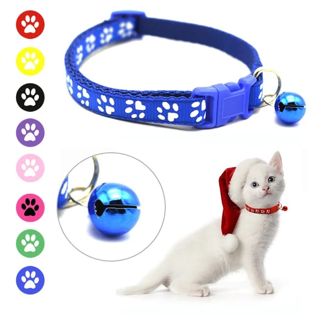 Multicolor Paw Print Pet Collar for Cats & Puppies