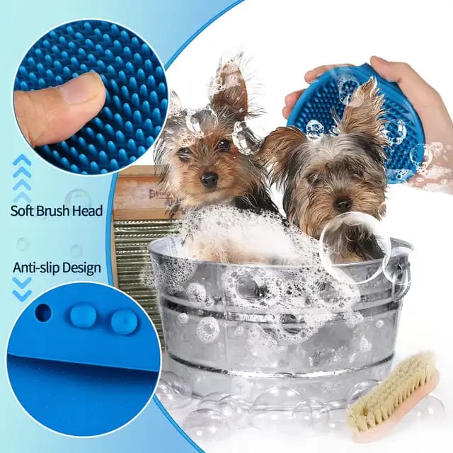 PET BRUSH With Adjustable Wrist Strap For Grooming & Bathing