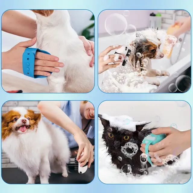 PET BRUSH With Adjustable Wrist Strap For Grooming & Bathing