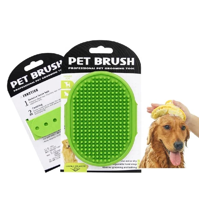 PET BRUSH With Adjustable Wrist Strap For Grooming & Bathing