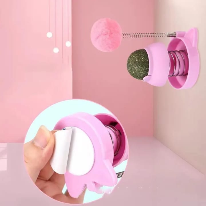 Catnip Ball Toy with  Sticky Base