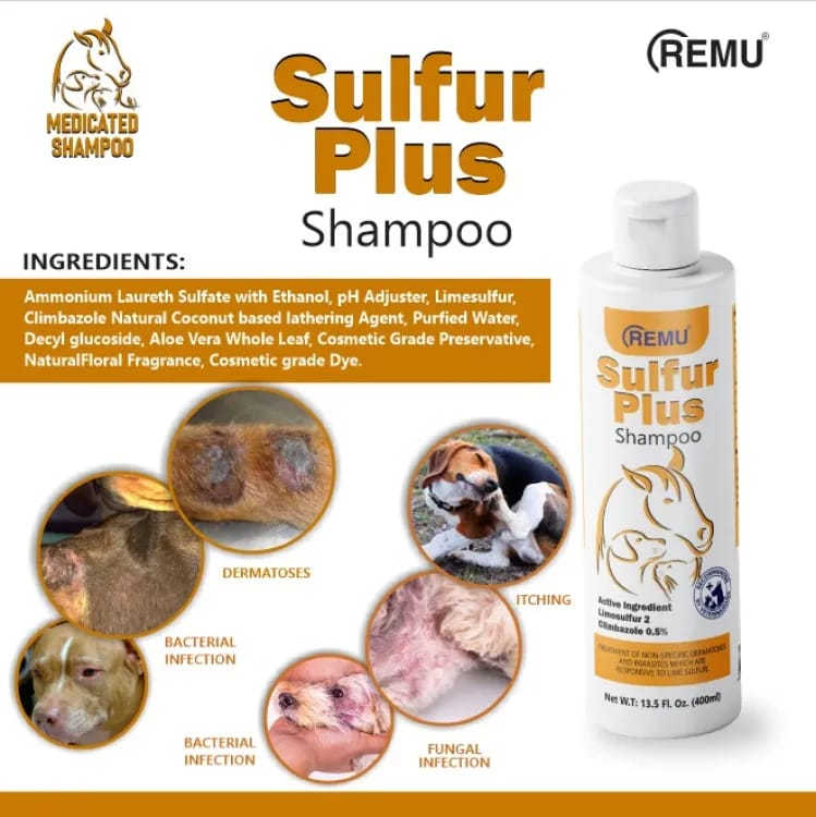 Remu - Sulfur Plus Medicated Shampoo For Cat & Dogs